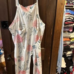 Floral Jumpsuit with Pink Roses